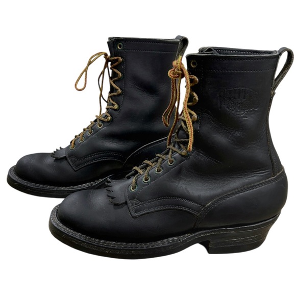 Vintage White’s Smokejumper Boots 8” Black Leather Vibram Sole Made in USA Sz 10 - Picture 1 of 9